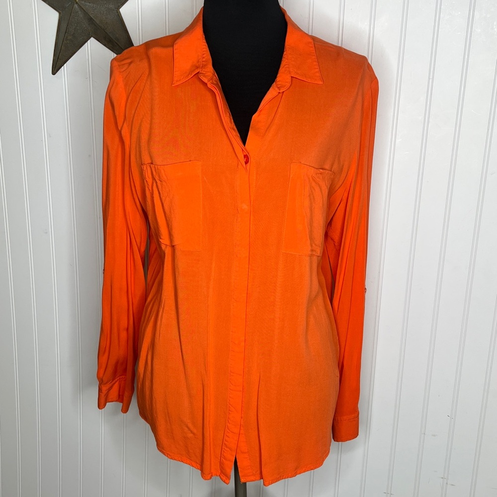 Long Sleeve Button Up Blouse Size Large